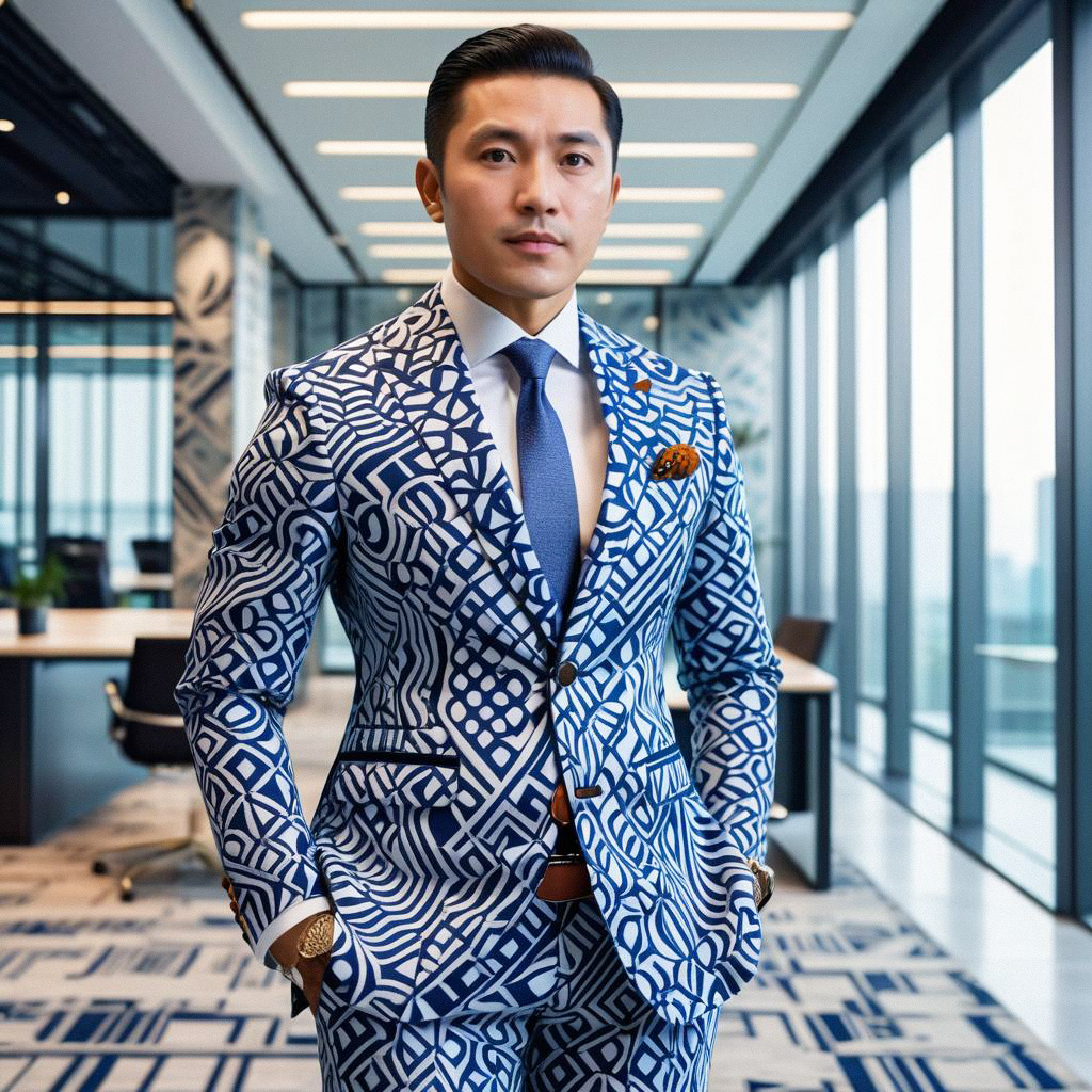 Confident Man in Stylish Suit in Modern Office