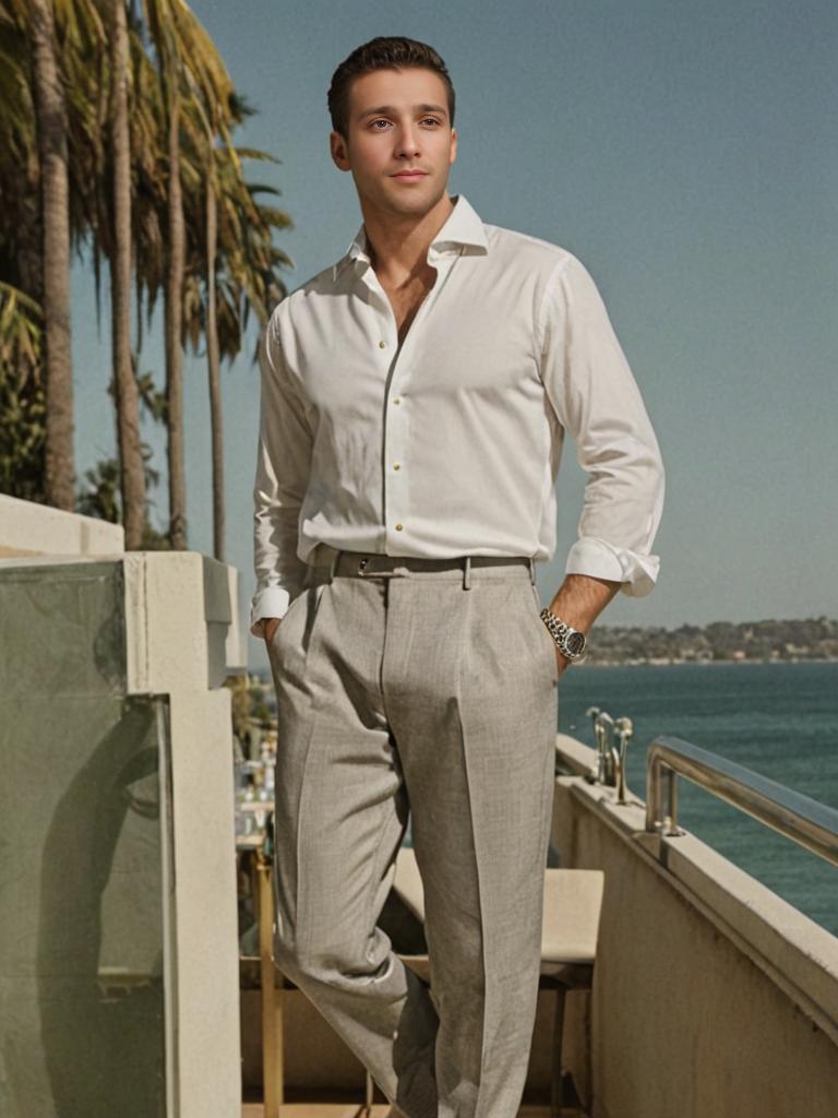 Confident Man in California Cocktail Attire