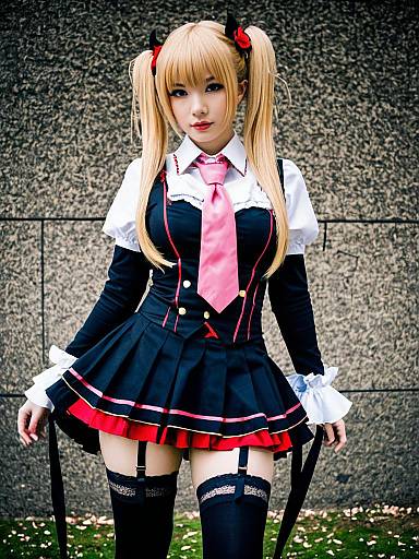 Asmodeus Umineko Cosplay Woman in Detailed Anime School Uniform