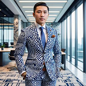 Confident Man in Stylish Suit in Modern Office