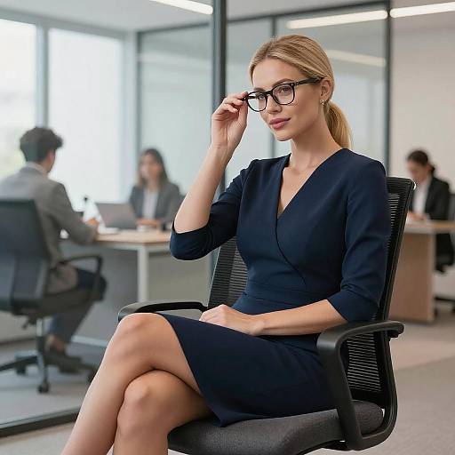 Professional Woman Wearing Glasses in Modern Office Setting