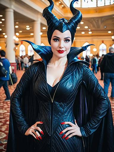 Woman in Maleficent Costume Candid Cosplay Portrait at Fantasy Convention
