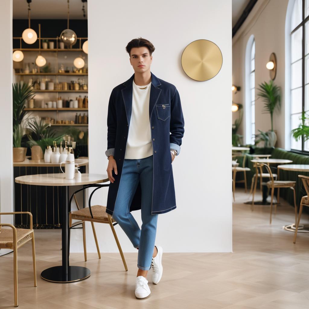 Stylish Young Man in Modern Café