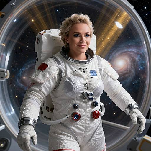 Woman Astronaut in Spacecraft with Galaxy View vllm2604201311zuwr