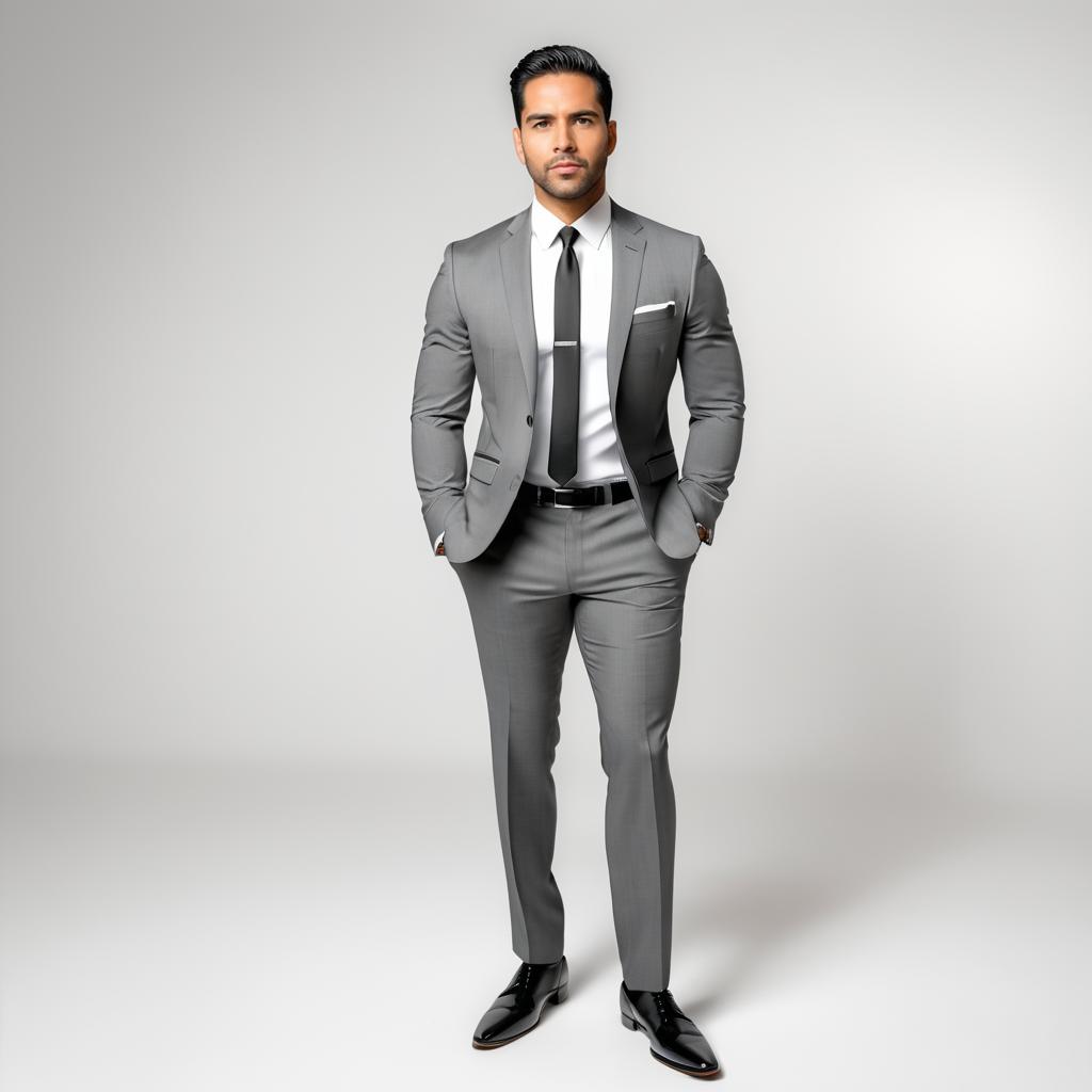 Confident Man in Gray Suit - Modern Professionalism