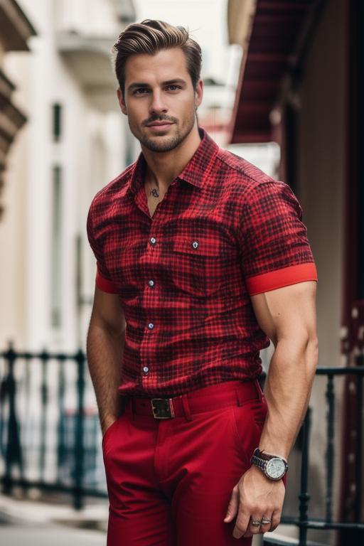 Man in Red Checkered Shirt and Chinos