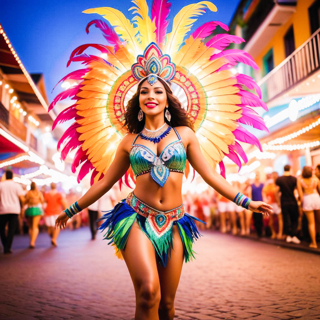 Woman in Carnival Costume Dancing