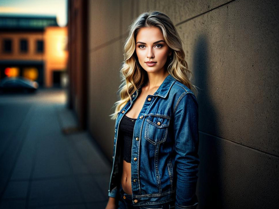 Confident Woman in Denim Jacket