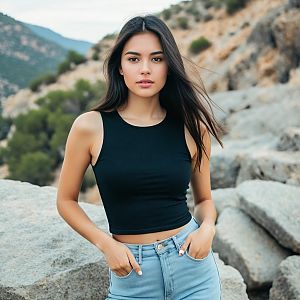 Young Woman in Stylish Outfit Outdoors