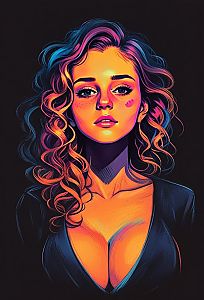 Vibrant Neon Portrait of a Woman