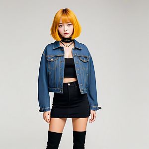 Young Woman with Orange Hair in Edgy Fashion