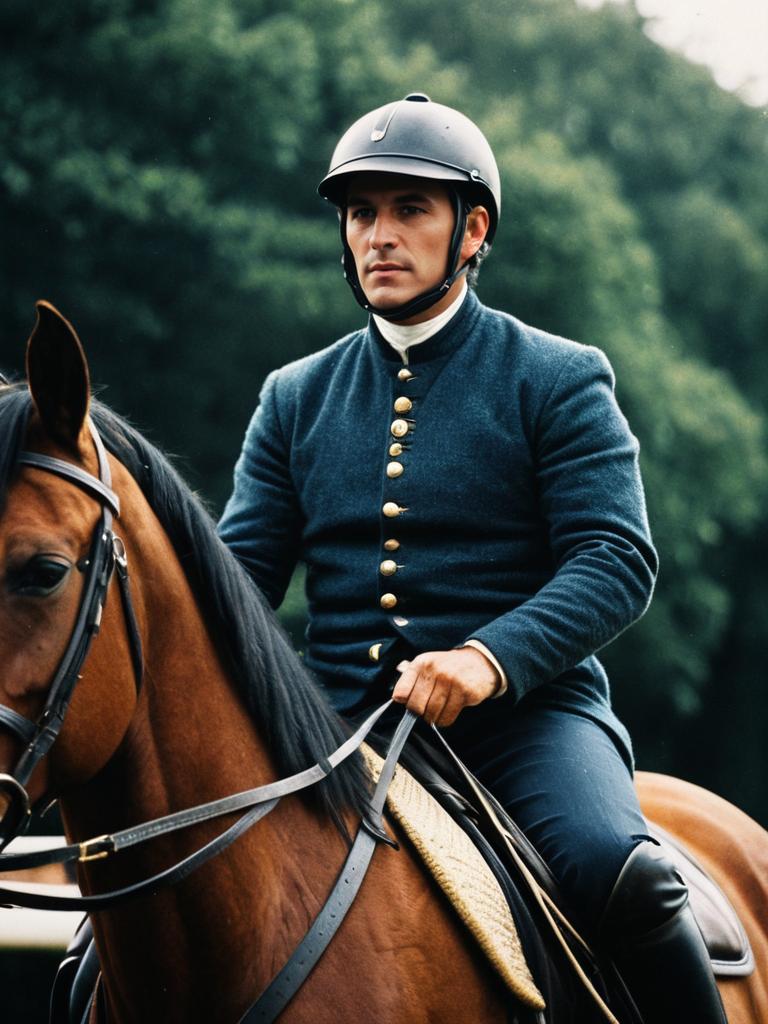 Man in Rider's Uniform on Brown Horse