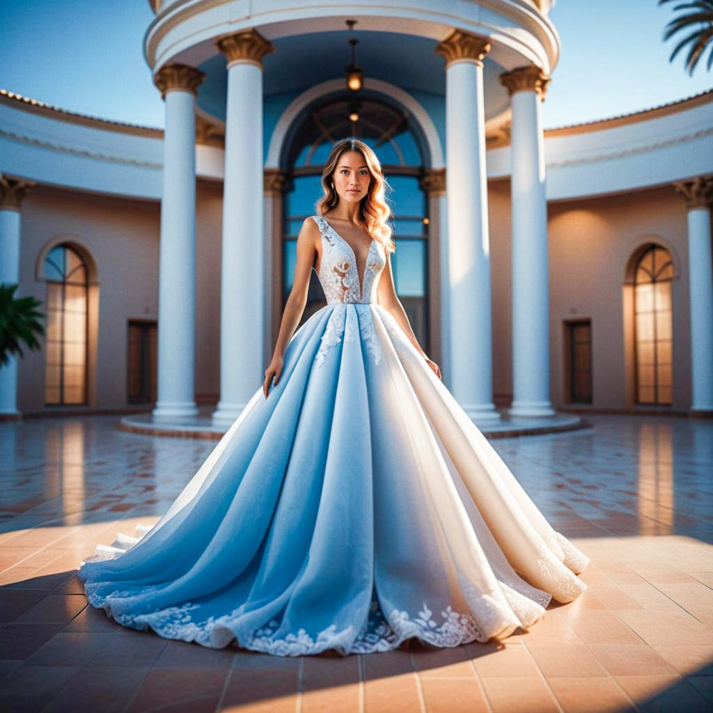 Elegant Woman in Lace Gown