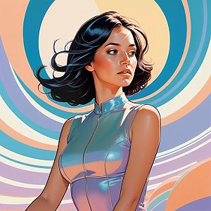 Confident Young Woman in Futuristic Outfit