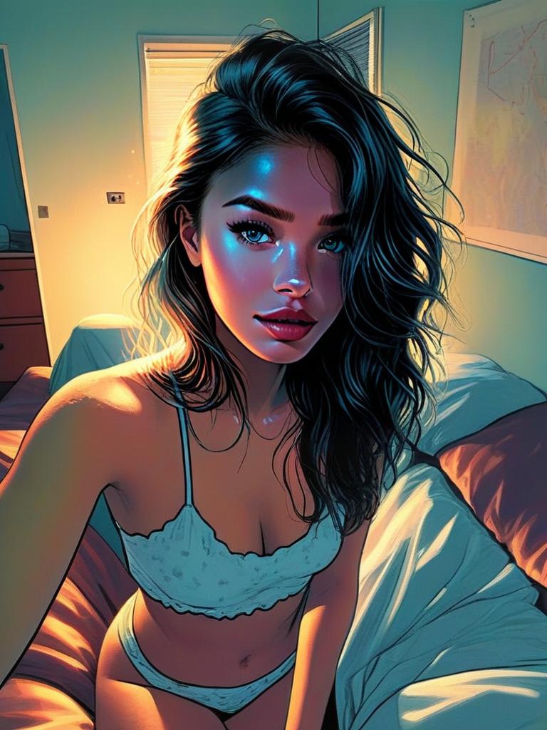 Digital Illustration of Woman in Lingerie