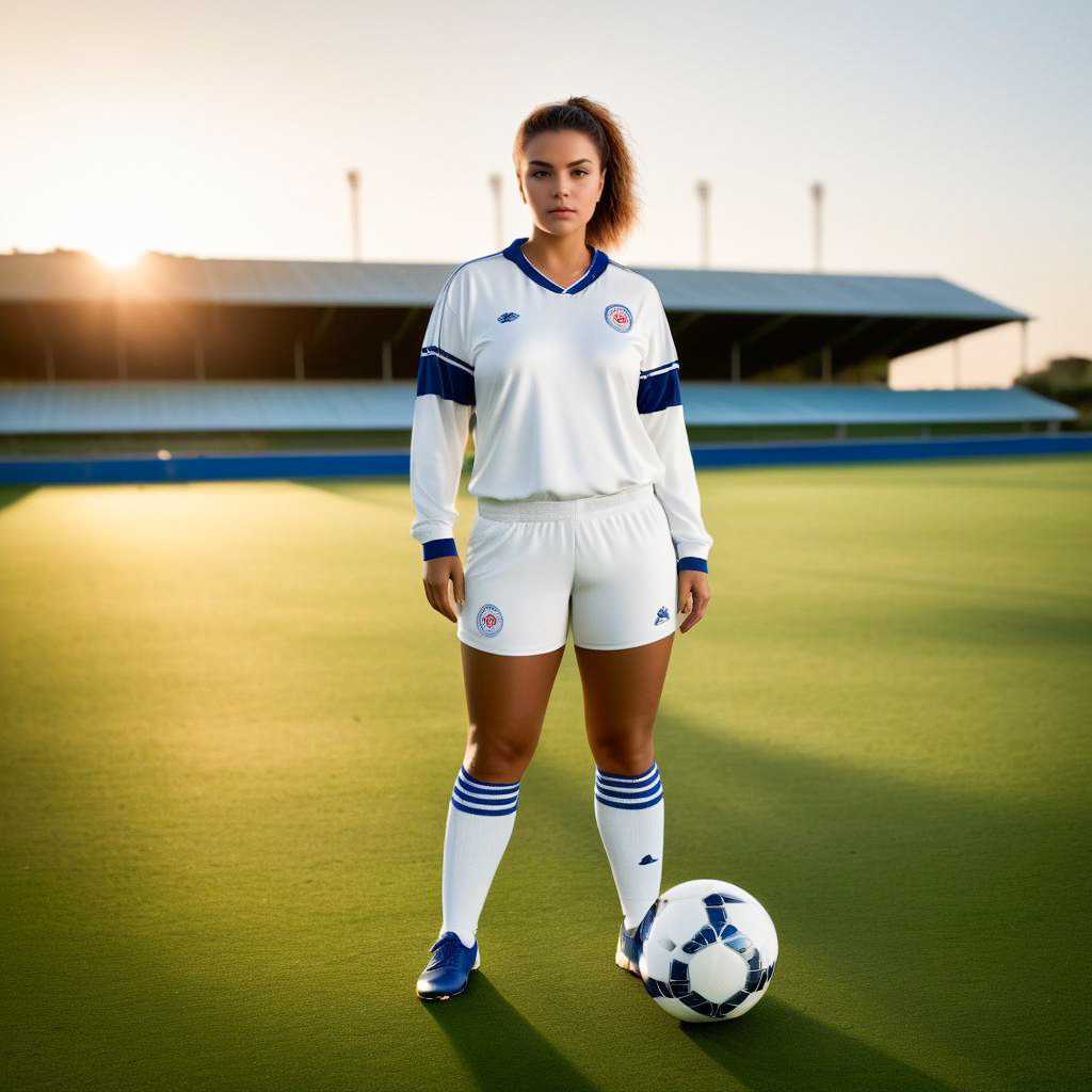 Confident Young Woman in Soccer Uniform