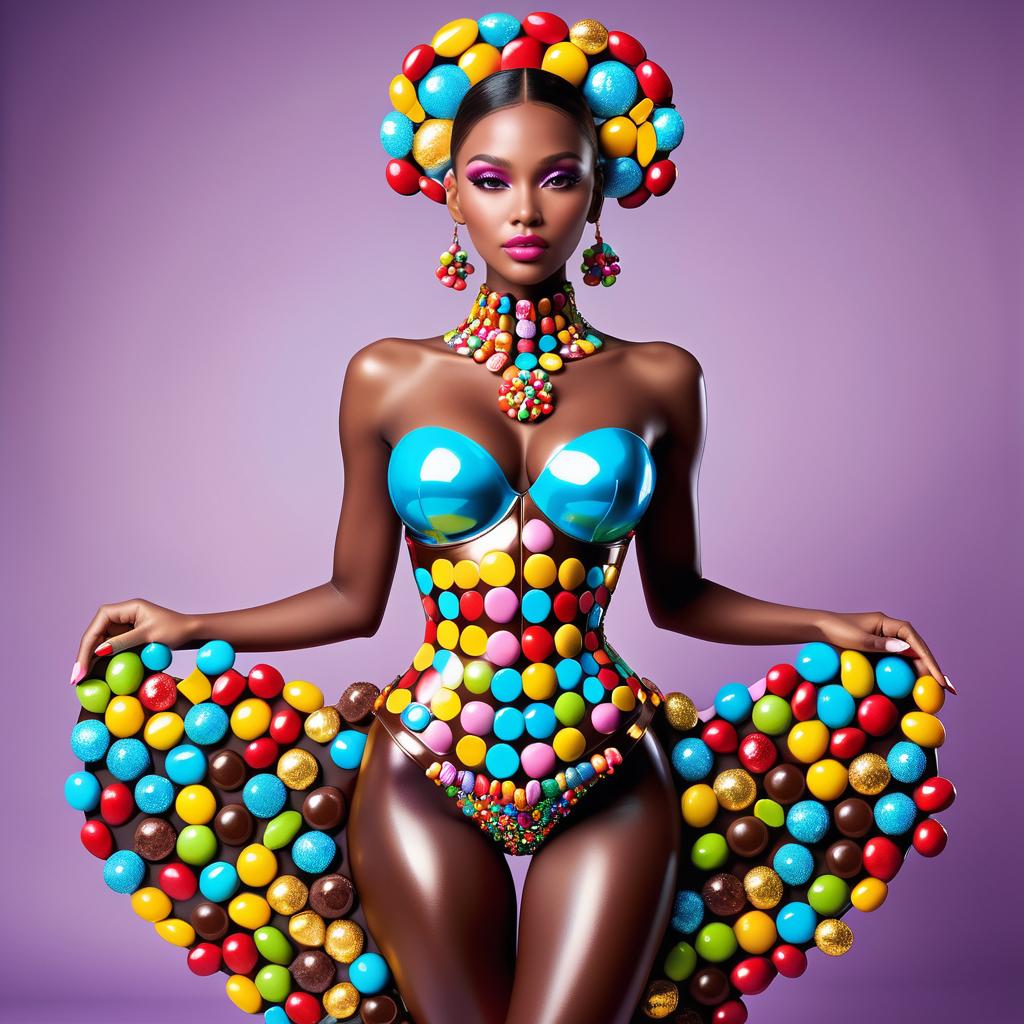 Colorful Woman in Candy Costume