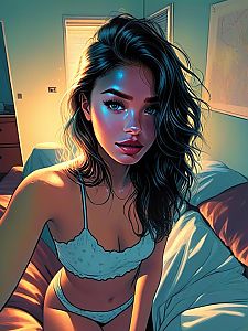 Digital Illustration of Woman in Lingerie