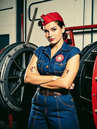 Woman in Rosie Riveter Costume Cosplay Editorial Photography Realist