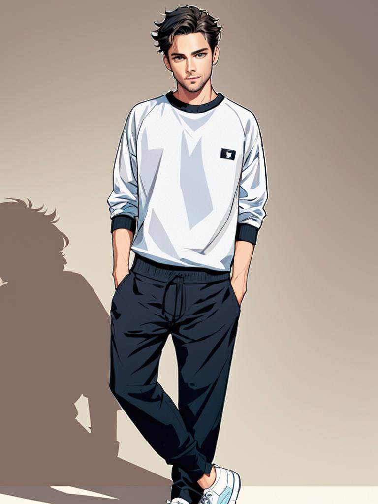 Stylish Anime-Inspired Young Man in Casual Wear