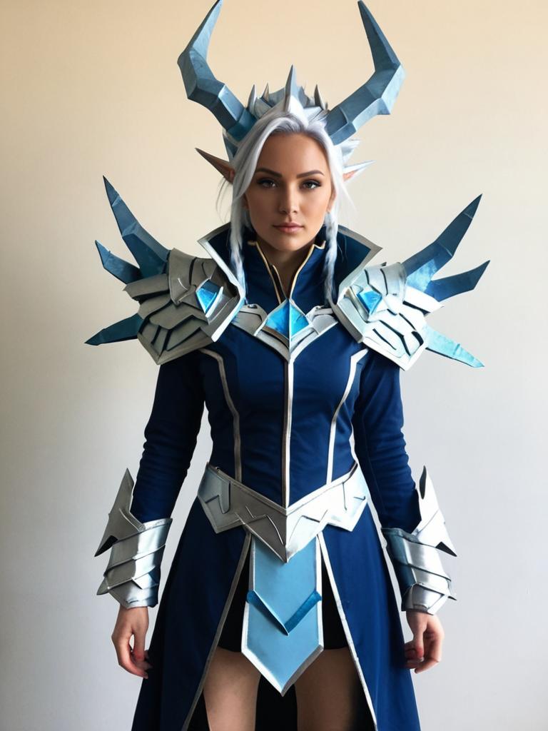 Woman Cosplay Wearing Storm King Costume with Detailed Armor and Horns