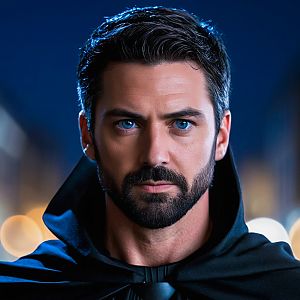 Dramatic Portrait of a Man in Black Cloak