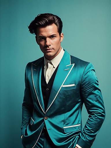 Man in Modern Fashion Costume Cinematic Realism Bold Stylish Portrait