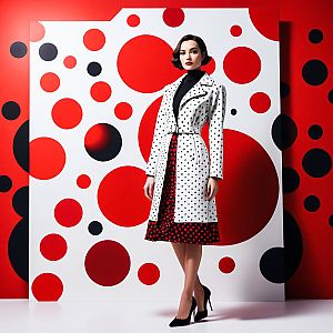Stylish Woman in Polka Dot Fashion