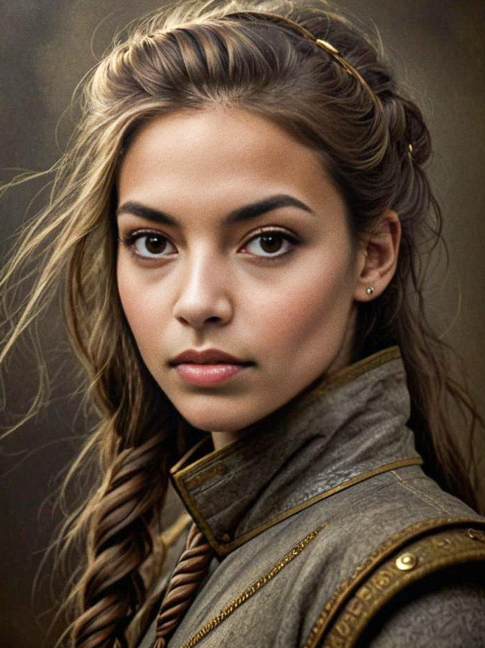 Young Woman in Historical Fantasy Attire