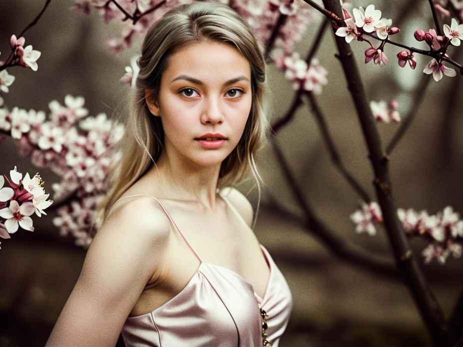 Elegant Woman Among Cherry Blossoms