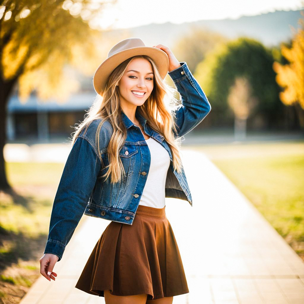 Confident Young Woman in Autumn Foliage Confident Young Woman in Autumn Foliage