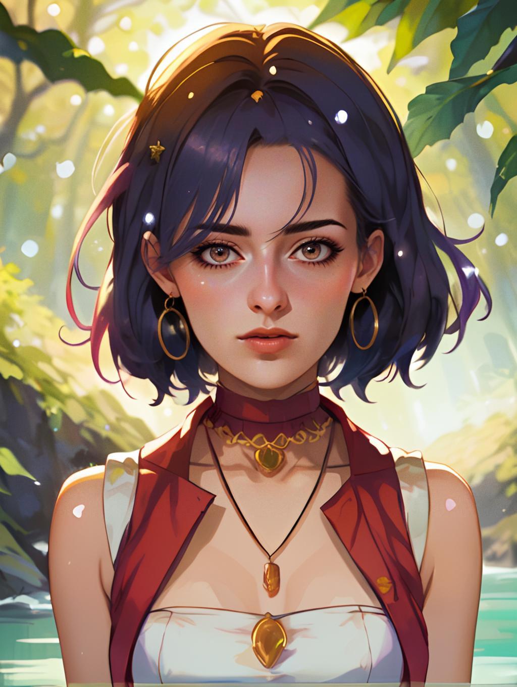 Anime Portrait of a Young Woman with Jewelry Anime Portrait of a Young Woman with Jewelry