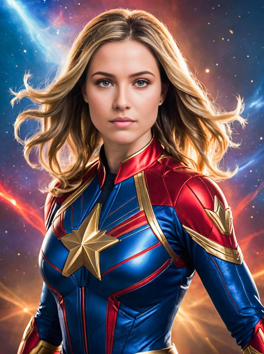 Woman in Captain Marvel Costume