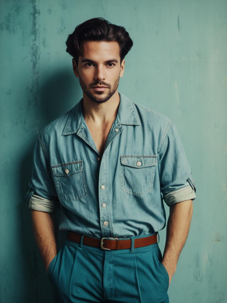 Man in Summer Casual Costume Cinematic Realism Stylish Relaxed Portrait