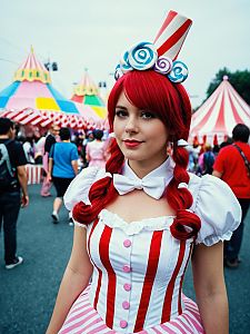 Woman in Candyland Costume at Cosplay Festival