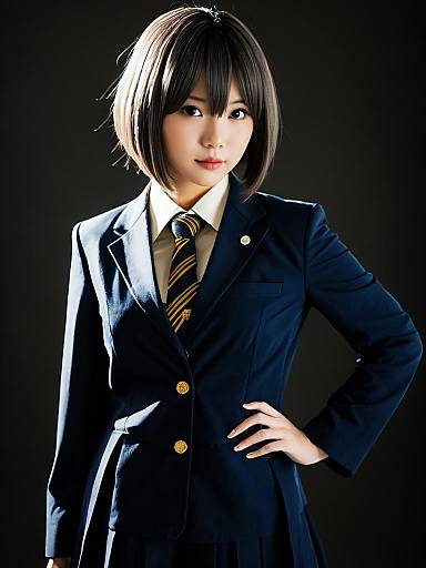 Realistic Kaede Takagaki Cosplay Woman in Navy School Uniform