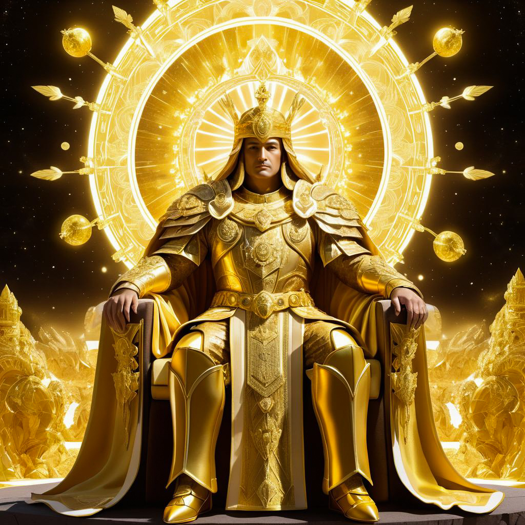 Majestic Figure on Throne in Golden Armor