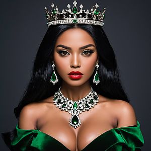 Elegant Woman in Emerald Crown