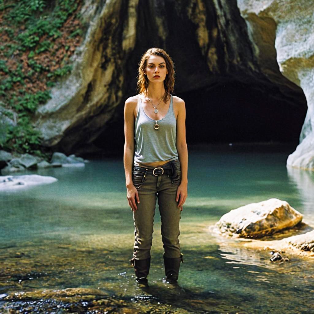 Confident Woman in Tranquil Stream