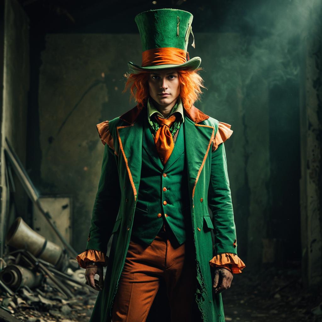 Mad Hatter Costume Portrait in Abandoned Setting