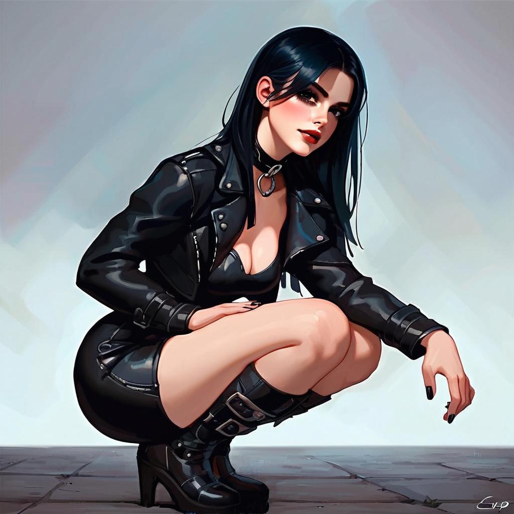Stylish Young Woman in Edgy Outfit