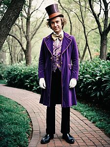 Man in Purple Willy Wonka Costume Full Body Cosplay Photo