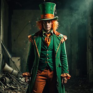 Mad Hatter Costume Portrait in Abandoned Setting