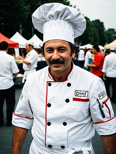 Man in Chef Costume Humorous Cosplay Festival Photo