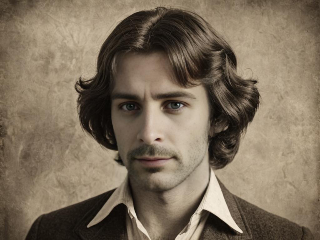 70s Man Hairstyle in Vintage Daguerreotype Style