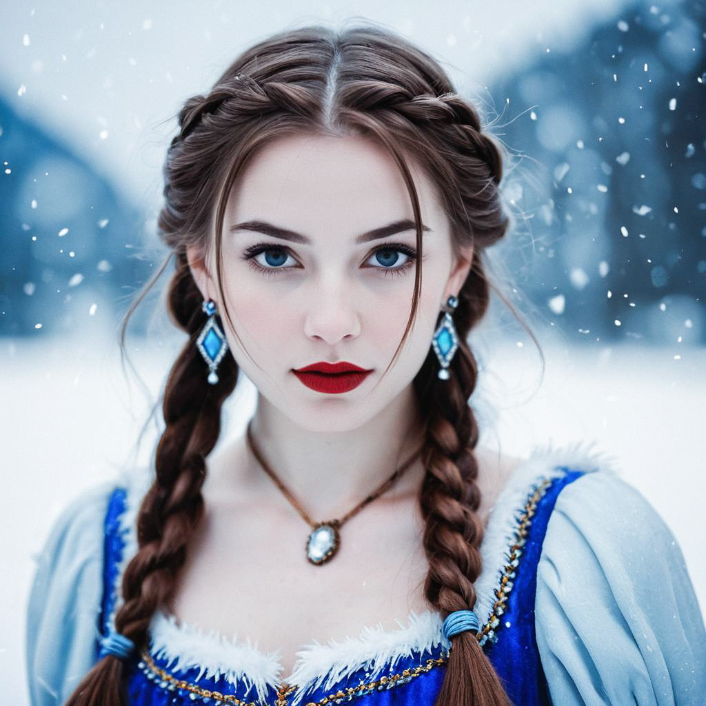 Young Woman in Elegant Winter Outfit with Braided Hair Young Woman in Elegant Winter Outfit with Braided Hair