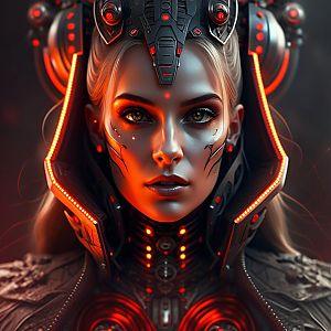 Futuristic Woman in Cybernetic Armor