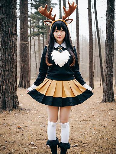 Moose Kemono Friends Cosplay Woman in Forest Outfit