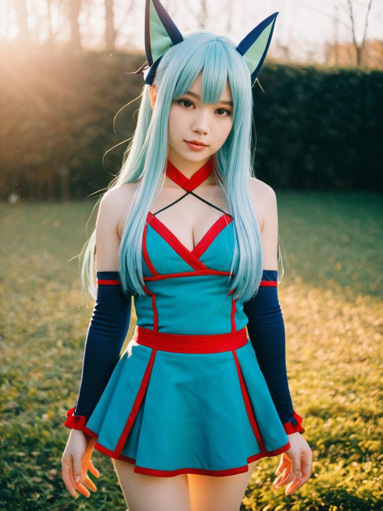 Woman Cosplaying as Nejire Hado in Realistic Costume Outdoors
