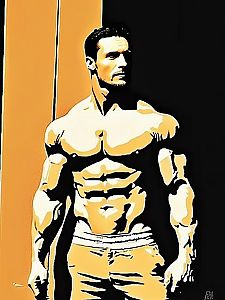 Muscular Man Digital Artwork in Bold Graphic Style